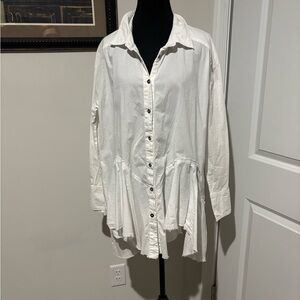 Free People White Button-Down Mini Dress